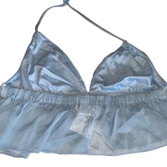 Bear Dance Light Blue Sheer Halter Top L Polyester China - Picture 4 of 6